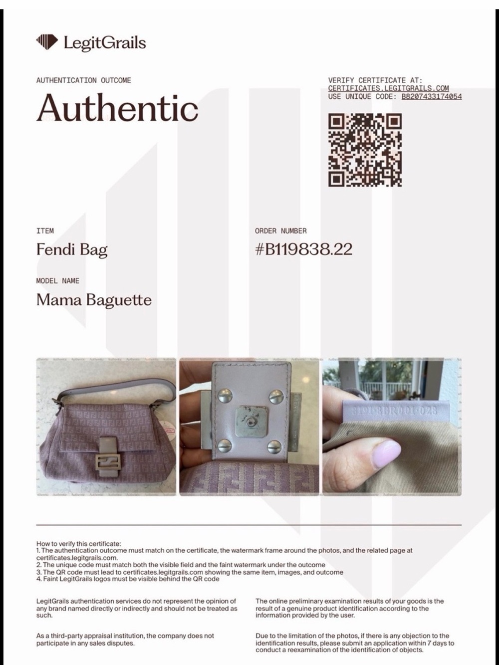 Vintage Fendi Mama Baguette RARE Lilac Zucca FF Shoulder Bag Authentic W/ COA - Picture 2 of 11